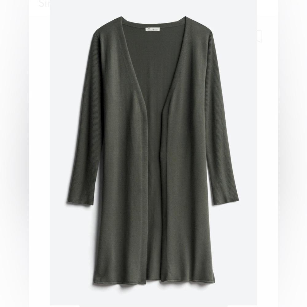 COTTON EMPORIUM Simi Ribbed Sleeve Duster Cardigan Olive size M